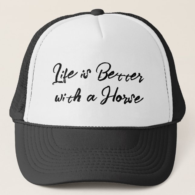 Horse lover white black trucker hat (Front)