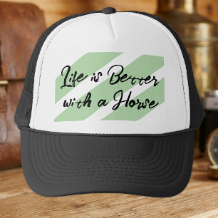 Horse lover white green trucker hat