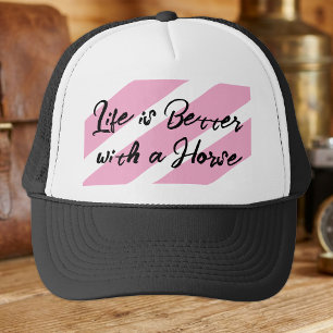 Horse lover white pink trucker hat