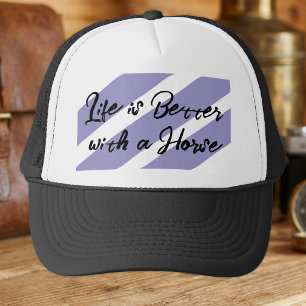Horse lover white purple trucker hat