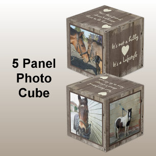 Horse lover with photos and quotes rustic cube