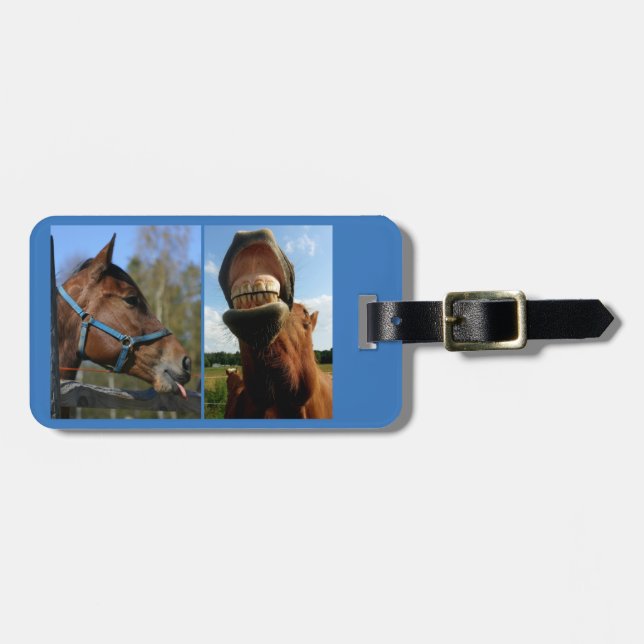 Horse Lover's custom luggage tag (Front Horizontal)