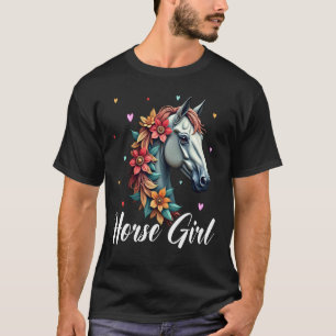 Horse Lovers Girl Women Funny Floral Horse Girls T-Shirt