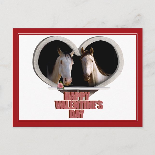 Horse Lovers Valentine Holiday Postcard (Front)