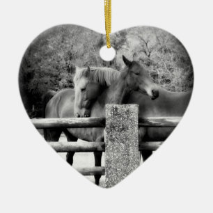 Horse Lovers Wedding or Anniversary Heart Ceramic Ornament