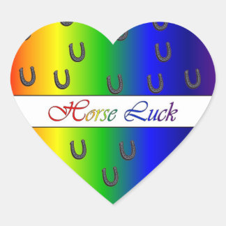 Horse Luck Rainbow Colour Horse Shoes Heart Sticke Heart Sticker