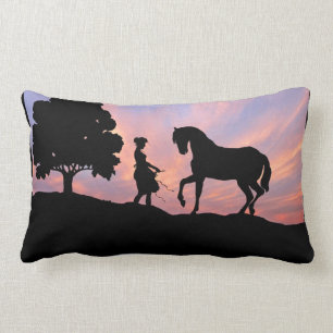 Horse & Maiden Silhouette Pillow