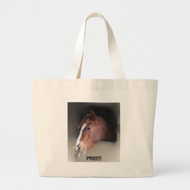 Horse Makes Raspberry Large Tote Bag (Front)