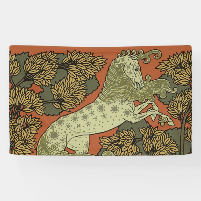 Horse Medieval Arts Crafts Art Nouveau  Banner (Horizontal)