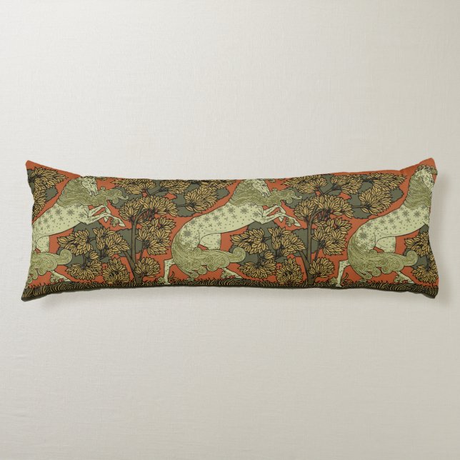 Horse Medieval Arts Crafts Art Nouveau  Body Pillow (Front)