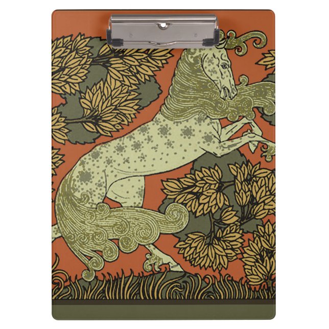 Horse Medieval Arts Crafts Art Nouveau  Clipboard (Front)