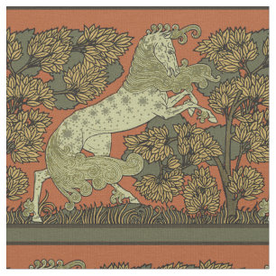 Horse Medieval Arts Crafts Art Nouveau  Fabric