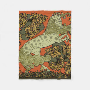 Horse Medieval Arts Crafts Art Nouveau Fleece Blanket