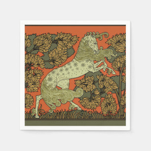 Horse Medieval Arts Crafts Art Nouveau  Napkin