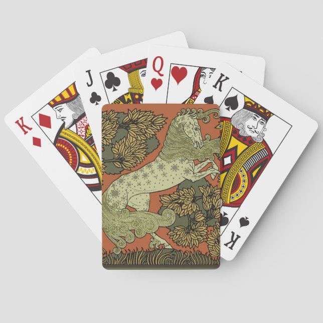 Horse Medieval Arts Crafts Art Nouveau  Playing Cards (Back)