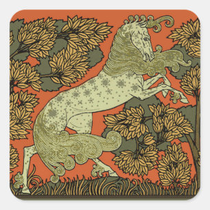Horse Medieval Arts Crafts Art Nouveau  Square Sticker