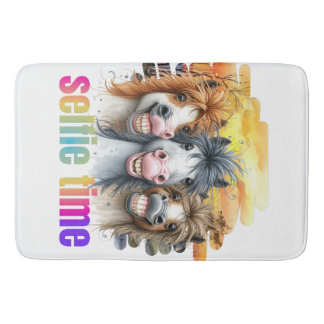 Horse meme funny horses on a selfie bath mat