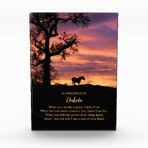 Horse Memorial Beautiful Horse and Poem Name Photo Block