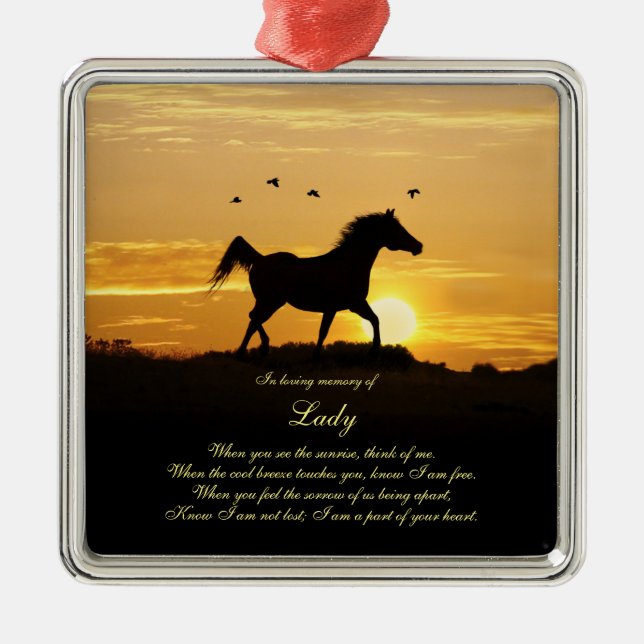 Horse Memorial Custom Name Spiritual  Metal Ornament (Front)
