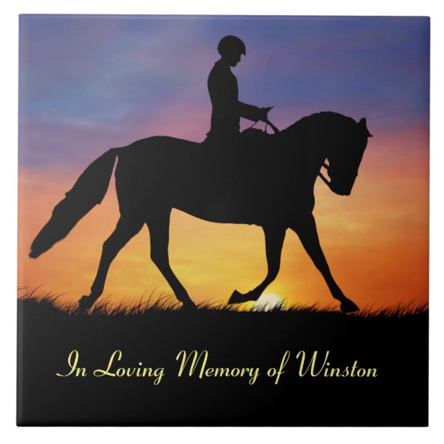 Horse Memorial Dressage Rider Custom Name Tile (Front)