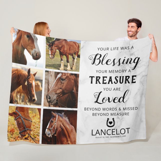 Horse Memorial Photo Collage Fleece Blanket (In Situ)