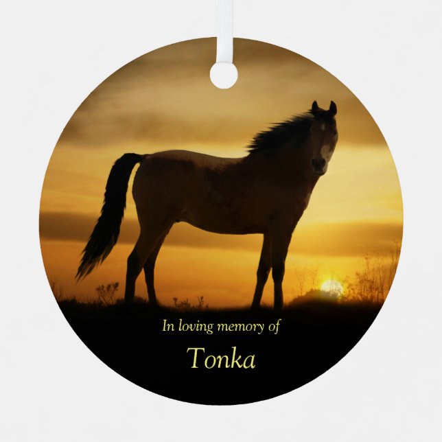 Horse Memorial Spiritual with Name Metal Ornament (Front)