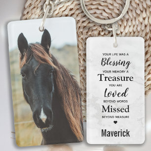 Horse Memorial Sympathy Quote Equine Photo Keychain