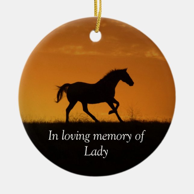 Horse Memorial Tribute with Spiritual Poem Ceramic Ornament (Front)