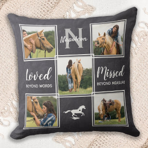 Horse Memorial Unique Photo Collage Throw Pillow