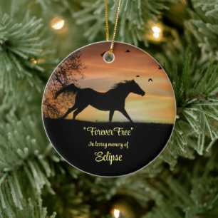 Horse Memorial with Custom Name and Spiritual Poem Ceramic Ornament