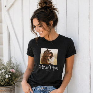 Horse Mom Established Script Photo T-Shirt