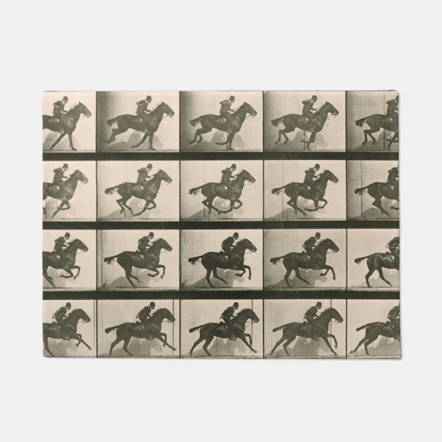Horse Motion Vintage Photography Doormat (Front)