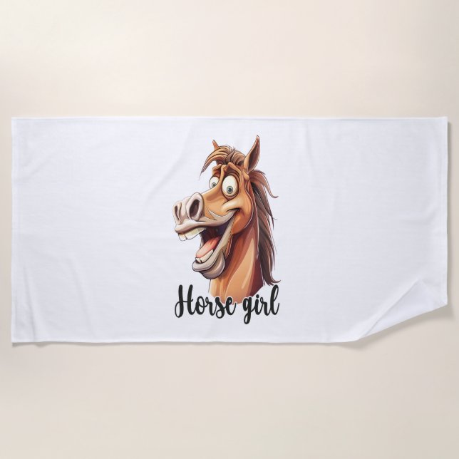 Horse Mountain Forest Landscape Beach Towel (Front)