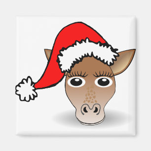 Horse Mule Pony Animal Christmas Santa Claus Hat Magnet