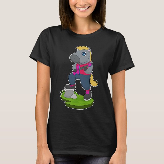 Horse Musician Guitar Music T-Shirt (Front)