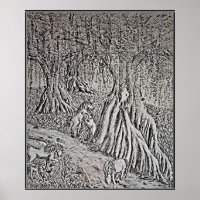 Horse Myth Black & White Print, Poster