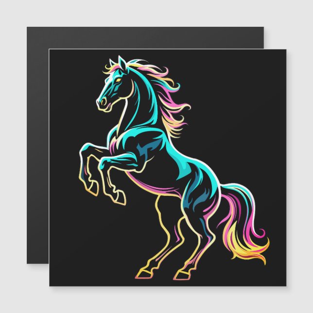 Horse Neon Light Glitch Retro Style (Front/Back)