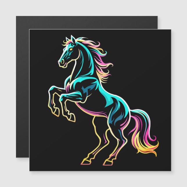 Horse Neon Light Glitch Retro Style (Front/Back)