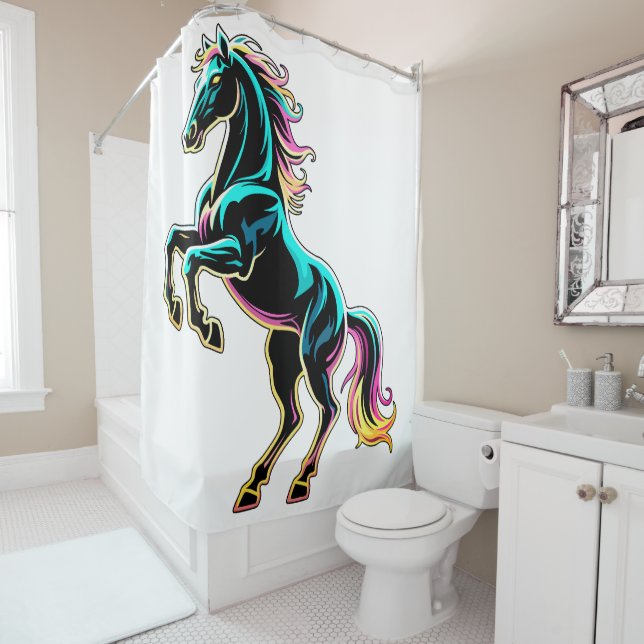 Horse Neon Light Glitch Retro Style (In Situ)