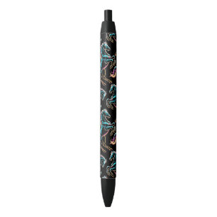 Horse Neon Light Glitch Retro Style Black Ink Pen