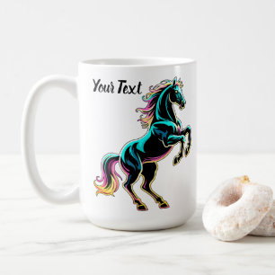 Horse Neon Light Glitch Retro Style Coffee Mug
