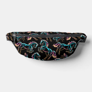 Horse Neon Light Glitch Retro Style Fanny Pack