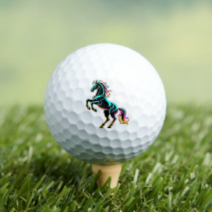 Horse Neon Light Glitch Retro Style Golf Balls