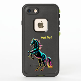 Horse Neon Light Glitch Retro Style