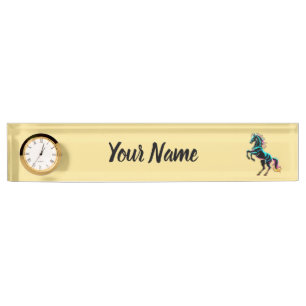 Horse Neon Light Glitch Retro Style Nameplate