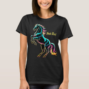 Horse Neon Light Glitch Retro Style T-Shirt
