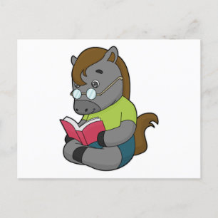 Horse Nerd Book Glasses Postcard
