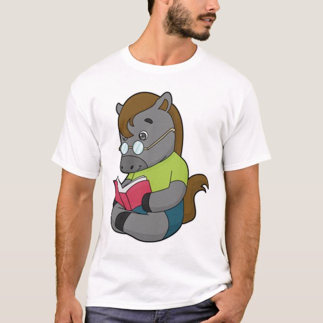 Horse Nerd Book Glasses T-Shirt (Front)