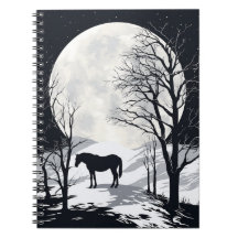 Horse Notebook | Full Moon with Horse Silhouette