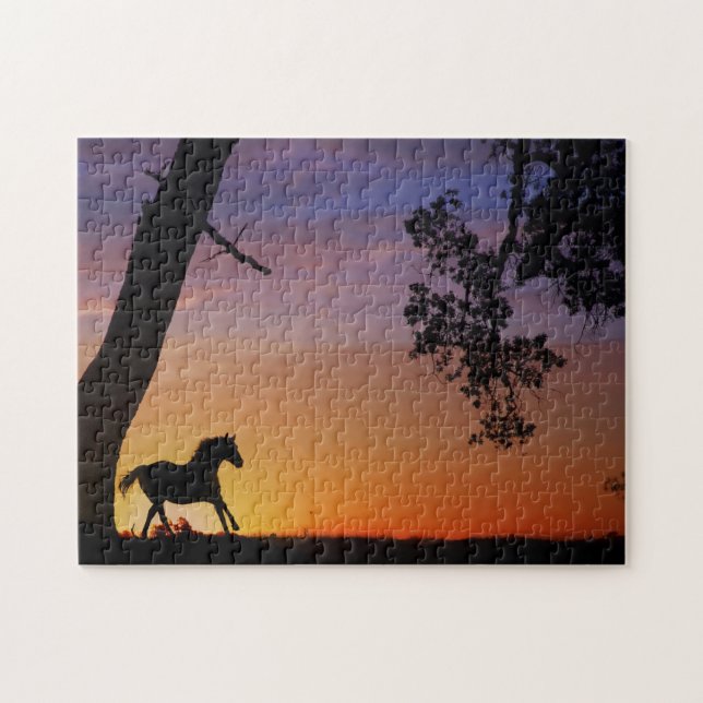 Horse Oak Tree ad Southwestern Sunset Jigsaw Puzzle (Horizontal)